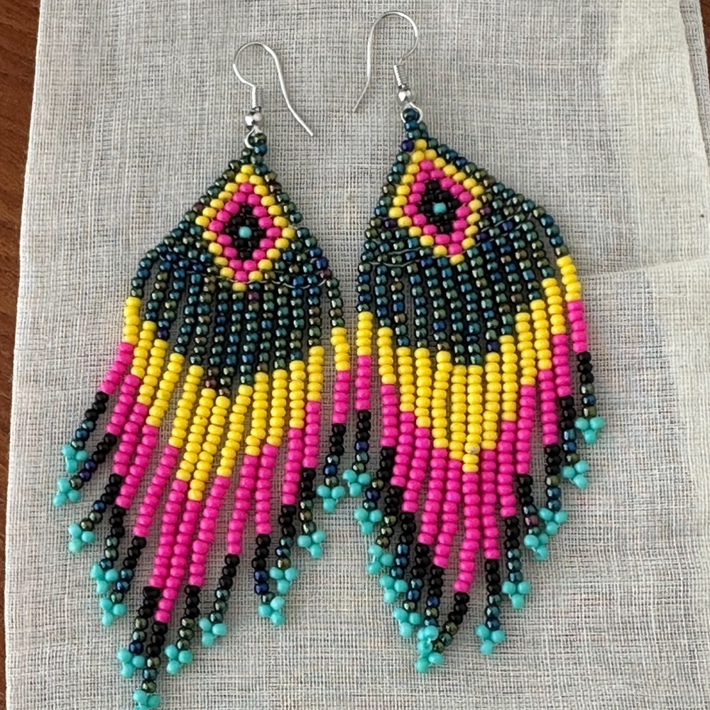 Gorgeous Hand Made Native Style Beaded Earrings